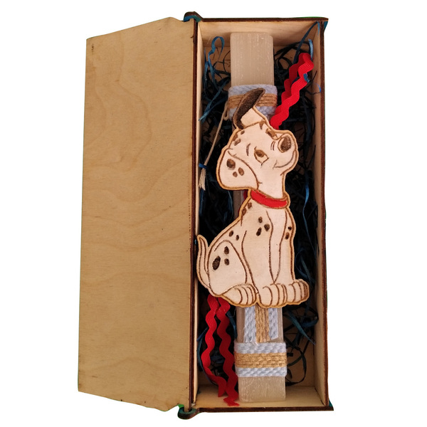 Λαμπαδάκι "Σκυλάκι"σε ξύλινο κουτί (22cm) - αγόρι, λαμπάδες, σκυλάκι, για παιδιά, ήρωες κινουμένων σχεδίων - 2