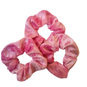 Λαστιχάκι-scruncie βελουτέ ροζ - λαστιχάκια μαλλιών - 2