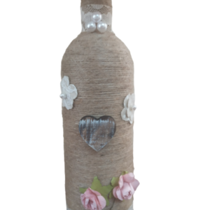 Χειροποίητο σετ πορτατίφ με ξύλινη καρδια - πορτατίφ, χειροποίητα, διακοσμητικά μπουκάλια - 2