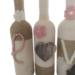 Διακοσμητικά μπουκάλια δίχρωμα love - αγάπη, χειροποίητα, διακοσμητικά μπουκάλια - 2