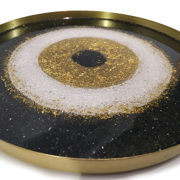 Μεταλλικός δίσκος με υγρό γυαλί “evil eye” - γυαλί, μέταλλο, πιατάκια & δίσκοι