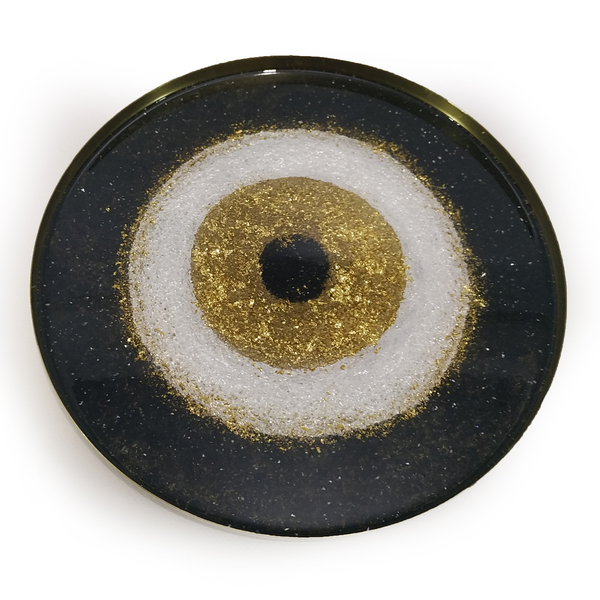 Μεταλλικός δίσκος με υγρό γυαλί “evil eye” - γυαλί, μέταλλο, πιατάκια & δίσκοι - 2