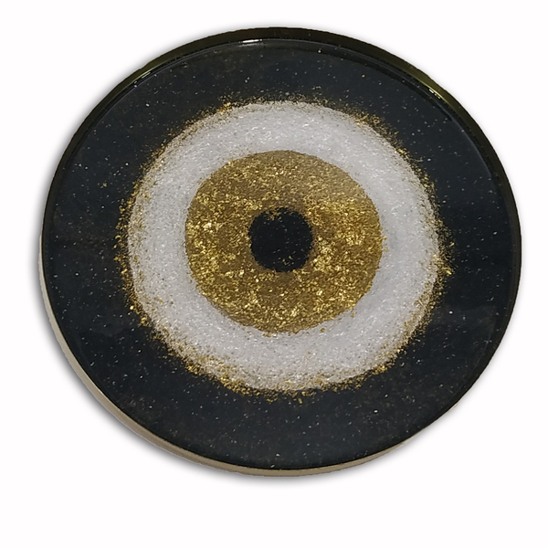 Μεταλλικός δίσκος με υγρό γυαλί “evil eye” - γυαλί, μέταλλο, πιατάκια & δίσκοι - 4