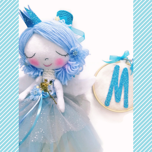 Μοναδικό πασχαλινό χειροποίητο σετ για κορίτσι, γαλάζια νεράιδα με καδρακι με μονόγραμμα glitter - κορίτσι, λαμπάδες, μπαλαρίνες, πριγκίπισσες - 2