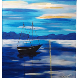 Πίνακας ζωγραφικής "Αποχρώσεις του μπλε" - μπλε, πίνακες & κάδρα, θάλασσα, πίνακες ζωγραφικής