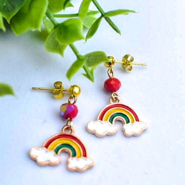 Rainbow - μικρά, κρεμαστά, faux bijoux - 5