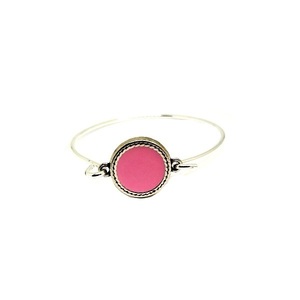 Βραχιόλι Χειροπέδα - βέργα με ροζ σμάλτο - charms, ασήμι 925, επάργυρα, boho, σταθερά, χεριού