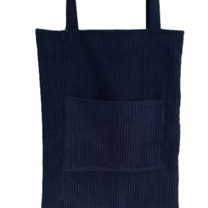 Υφασμάτινη tote τσάντα "μπλε κοτλέ" 41x33εκ - ύφασμα, ώμου, all day, tote, πάνινες τσάντες - 5