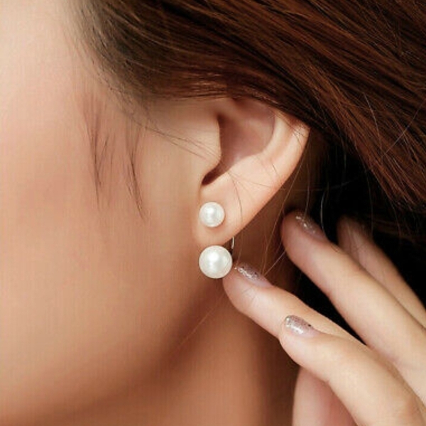 Classic pearl earrings❤ - επιχρυσωμένα, μικρά, πέρλες, νυφικά - 2