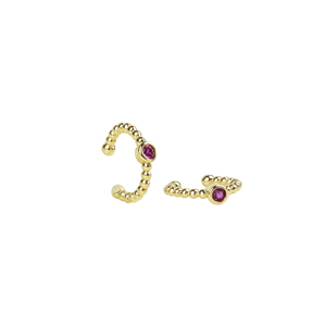 Ear Cuff Zircon "Magenta" - επιχρυσωμένα, μικρά, ζιργκόν, boho