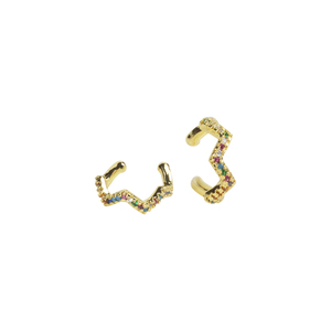 Ear Cuff Zircon "Geometry Strass" - επιχρυσωμένα, μικρά, ζιργκόν, boho