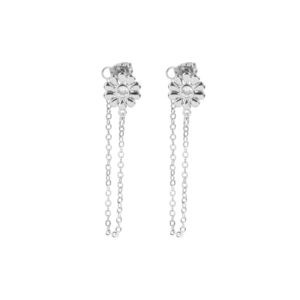 Σκουλαρίκια με Αλυσίδα "Daisy Chain" - επιχρυσωμένα, λουλούδι, καρφωτά, μικρά, boho