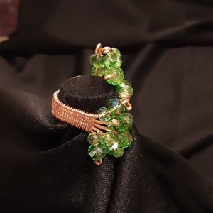 Emerald: cocktail ring - γυαλί, χαλκός, χάντρες, μεγάλα, αυξομειούμενα - 3