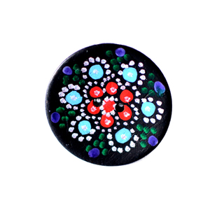 Δαχτυλίδι με κουμπί από κοκοφοίνικα, ζωγραφισμένο στο χέρι - αυξομειούμενα - 5