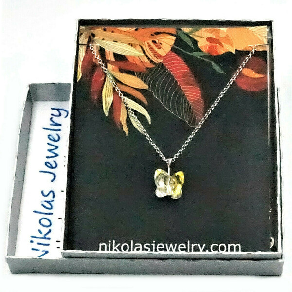 Κολιέ Πεταλούδα Κρυστάλλινη Clear AB, Μενταγιόν με Ασημένια Αλυσίδα Βενετσιάνα Nikolas Jewelry - γυαλί, charms, ασήμι 925, κοντά