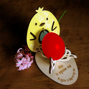 Ξύλινη αυγοθήκη "κοτοπουλάκι" με αφιέρωση, προσωποποιημένο πασχαλινό δώρο - διακοσμητικά, για παιδιά, για ενήλικες, προσωποποιημένα - 4