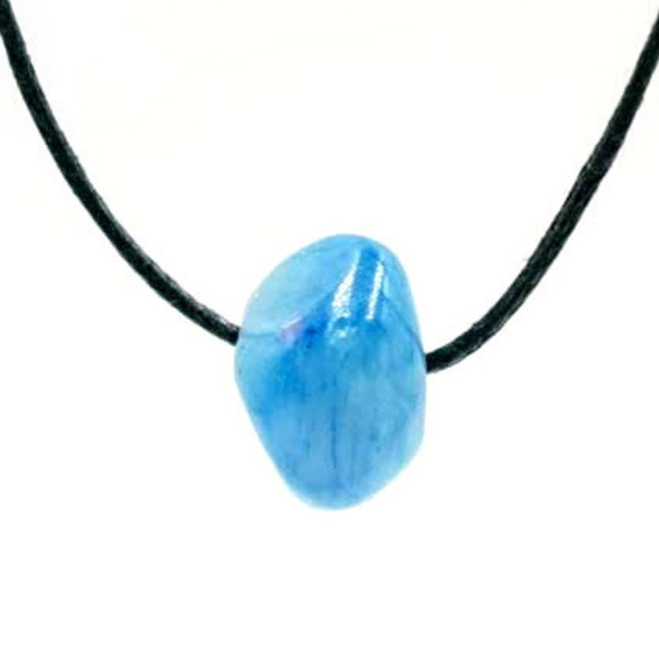 Κολιέ Νεφρίτης γαλάζιος με κορδόνι - ημιπολύτιμες πέτρες, μακριά