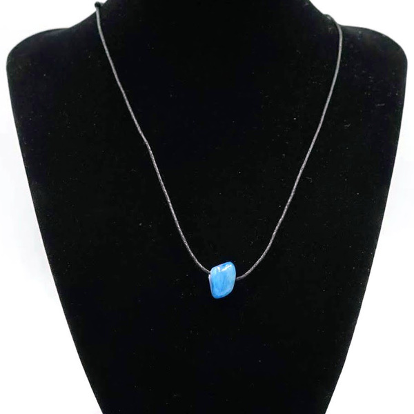 Κολιέ Νεφρίτης γαλάζιος με κορδόνι - ημιπολύτιμες πέτρες, μακριά - 3