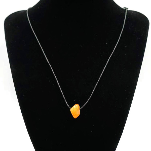 Κολιέ Νεφρίτη πορτοκαλί με κορδόνι - ημιπολύτιμες πέτρες, μακριά - 3