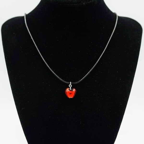 Καρδιά κόκκινη γυάλινη μιλεφιόρι Κολιέ με Κορδόνι Snake Μαύρο Γυαλιστερό Χειροποίητο Κόσμημα Συλλογή Survivor Nikolas Jewelry - γυαλί, καρδιά, μακριά - 3