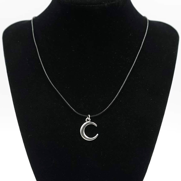 Κολιέ Φεγγάρι, Unisex, Κορδόνι Snake Χρώμα Μαύρο Γυαλιστερό, Μέγεθος 70cm Nikolas Jewelry - charms, ορείχαλκος, φεγγάρι, μακριά - 2