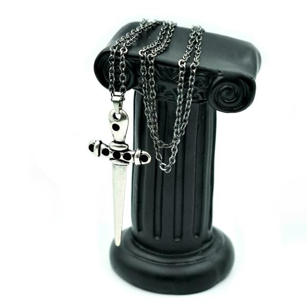 Κολιέ Σπαθί Βίκινγκ Μεγάλο Μενταγιόν με Μαύρη Μακριά Ατσάλινη Αλυσίδα 70cm Συλλογή Vintage Nikolas Jewelry - ορείχαλκος, μακριά, ατσάλι, μεγάλα - 2