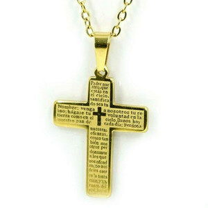 Κολιέ Σταυρός με Ευχές 3cm, Γυναικείο, Χρώμα Χρυσό, Ατσάλι Επίχρυσο, Αλυσίδα 45cm Nikolas Jewelry - επιχρυσωμένα, σταυρός, ατσάλι, κοντά