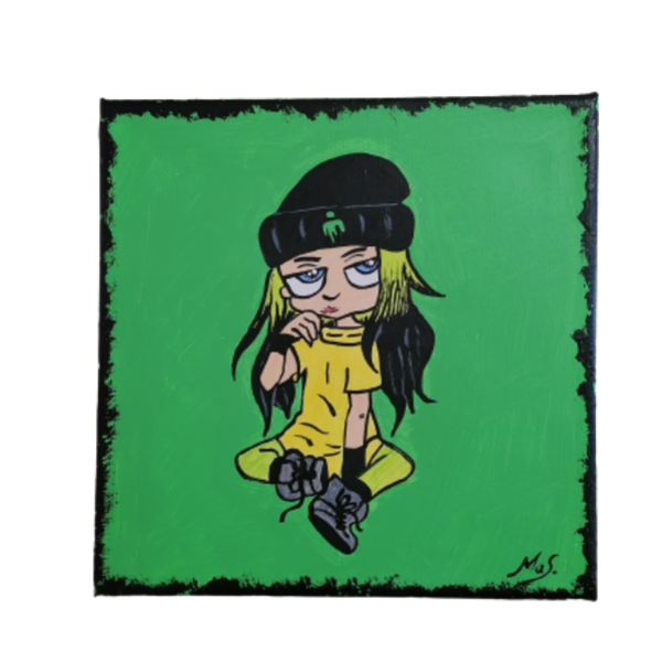 Billie Eilish ζωγραφικη με ακρυλικα σε καμβα - πίνακες & κάδρα, κορίτσι, αγόρι, παιδικά κάδρα