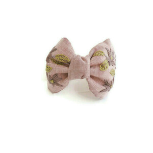 Χειροποίτη φλοράλ στέκα με κέντημα στο χέρι σε ροζ λινό ύφασμα / Handmade floral embroidery headband . - στέκες - 3