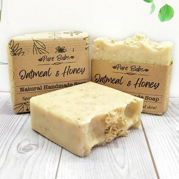 Σαπούνι Oatmeal & Honey για απαλή απολέπιση - δώρο, χειροποίητα, αρωματικό σαπούνι, σώματος - 5