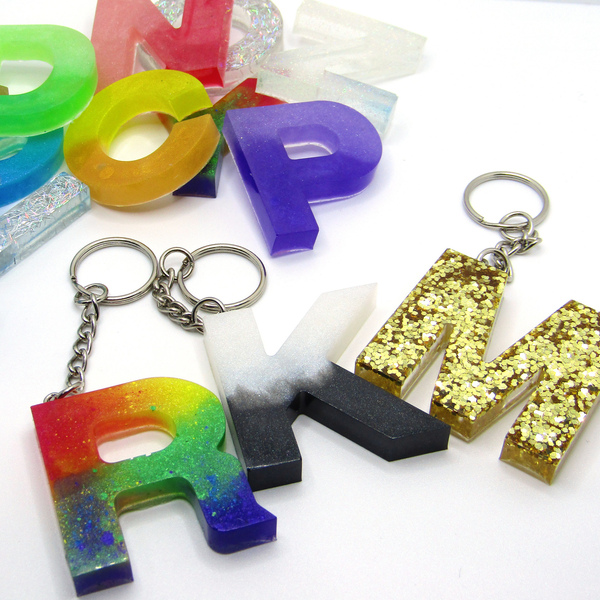 Alphabet Keychains ~ Μπρελόκ με γράμμα - ρητίνη, αυτοκινήτου, σπιτιού