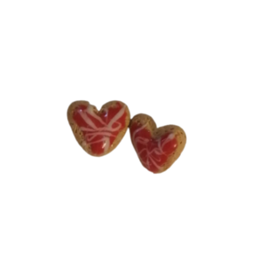 Καρφωτά σκουλαρίκια από πολυμερικό πηλό χειροποίητα σχέδιο : μπισκότο καρδιά - πηλός, καρφωτά, μικρά, ατσάλι, καρφάκι