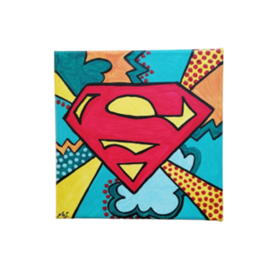 Super ήρωας σημα pop art ζωγραφικη με ακρυλικά σε καμβα - αγόρι, παιδικοί πίνακες
