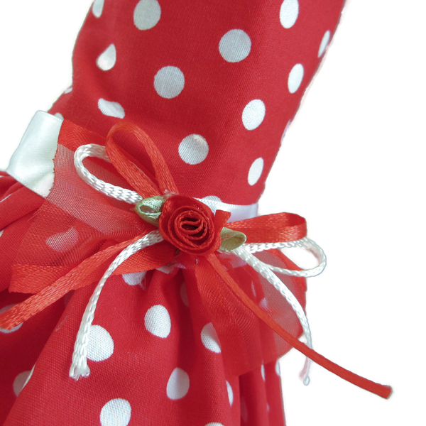 Λαμπάδα με φόρεμα κόκκινο πουά "Νταϊάνα" 40cm - λαμπάδες, μπαλαρίνες, για παιδιά, πριγκίπισσες - 3