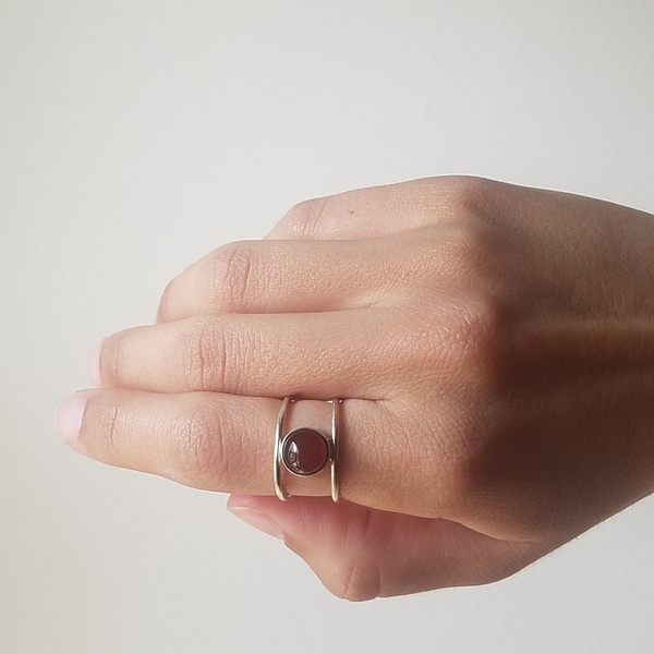 Statement δαχτυλίδι από ανακυκλωμένο ασήμι και κορνεόλη - ασήμι, ημιπολύτιμες πέτρες, boho, μεγάλα, αυξομειούμενα - 3