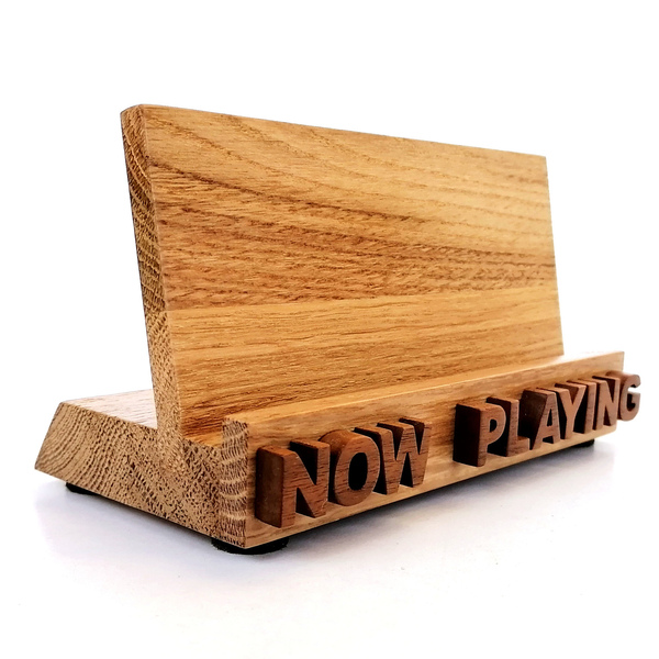 Bάση "Now Playing" για δίσκο βινυλίου από ανακυκλωμένο ξύλο δρυ και καρυδιά - χειροποίητα - 3