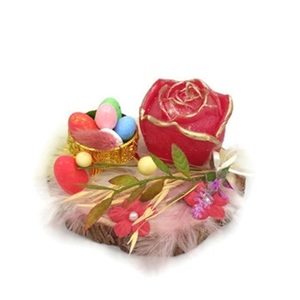 Πασχαλινή Σύνθεση με κερί τριαντάφυλλο σε κορμό ξύλου - διακοσμητικά, δώρο για πάσχα, πασχαλινή διακόσμηση, πασχαλινά δώρα