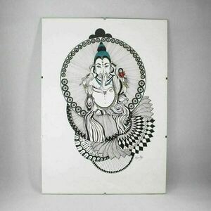 Handrawn ink art.The Godness Ganesha - πίνακες & κάδρα, πίνακες ζωγραφικής