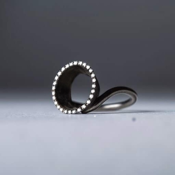 Οξειδωμένο χειροποίητο δαχτυλίδι, ασημένιο δαχτυλίδι 925, , γυναικείο δαχτυλίδι, δαχτυλίδι CZ, μίνιμαλ δαχτυλίδι, γεωμετρικό δαχτυλίδι, καταπληκτικό δαχτυλίδι, , νυφικό δαχτυλίδι. - ημιπολύτιμες πέτρες, ασήμι 925, γεωμετρικά σχέδια, boho, επιροδιωμένα - 3