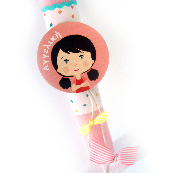 "Κοριτσάκι" Σετ προσωποποιημένη λαμπάδα με ξύλινο σημαιάκι - κορίτσι, λαμπάδες, personalised, για παιδιά - 2