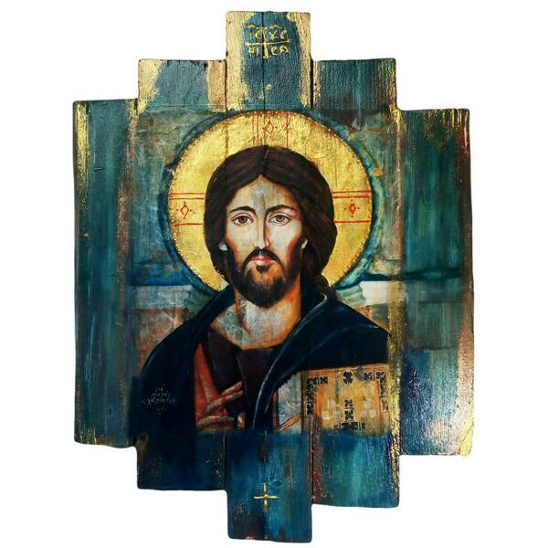 Χειροποίητη Φορητή Εικόνα Του Ιησού Χριστού Σε Σανίδια - πίνακες & κάδρα, πίνακες ζωγραφικής