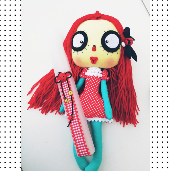Κούκλα gothic Ladybug με αρωματική λαμπάδα - κορίτσι, λαμπάδες, για παιδιά, πριγκίπισσες - 2