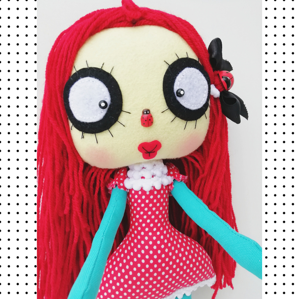 Κούκλα gothic Ladybug με αρωματική λαμπάδα - κορίτσι, λαμπάδες, για παιδιά, πριγκίπισσες - 3