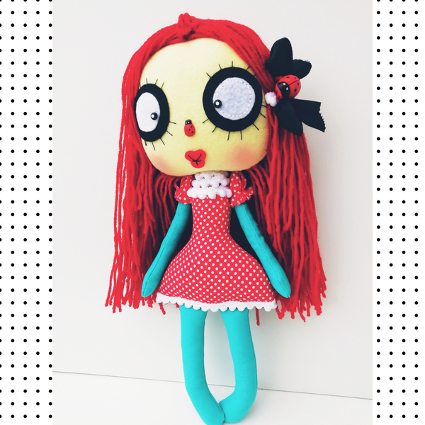 Κούκλα gothic Ladybug με αρωματική λαμπάδα - κορίτσι, λαμπάδες, για παιδιά, πριγκίπισσες - 5