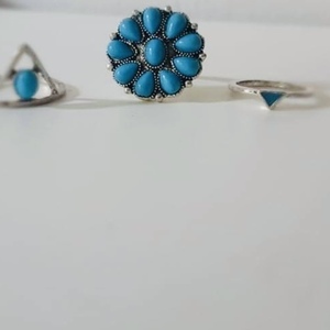 3 fashion rings with blue stones - boho, σταθερά, φθηνά