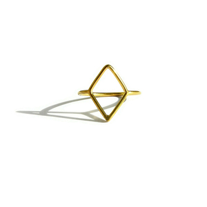 Δαχτυλίδι μίνιμαλ " rhombus ring " - ασήμι, επιχρυσωμένα, γεωμετρικά σχέδια, μικρά, σταθερά, Black Friday - 2