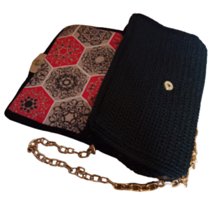 Μαύρη κλασσική τσάντα - φάκελοι, ώμου, all day, πλεκτές τσάντες - 3