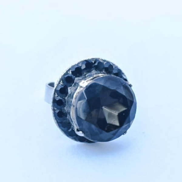Δαχτυλίδι άνθρακα πέτρα - στρας, μεγάλα, αυξομειούμενα - 2