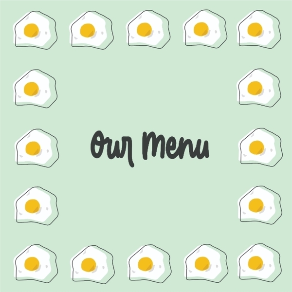 Γραμμικό σχέδιο | Τηγανητά Αυγά|22*22 εκ. Εκτυπώσιμη Κάρτα Μενού Εστιατορίου Τετράγωνη |Απόχρωση παστέλ μέντα - 2