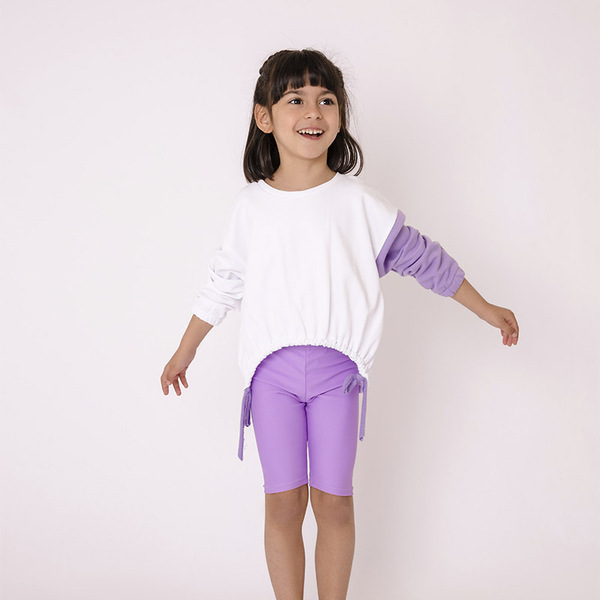 Μπλούζα baby φούτερ με λιλά μανίκι - κορίτσι, παιδικά ρούχα